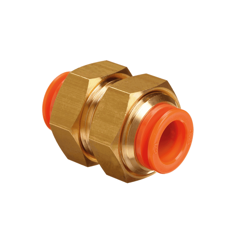 Conector Neumático Rápido Pasamuro Recto Manguera 1/4" x Rápido Manguera 1/4" , Latón - SMC KQ2E07-00A - 195148