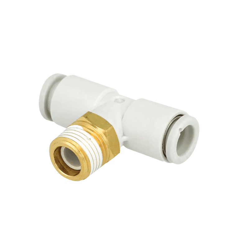 Conector Neumático Rápido T Manguera 8 mm x PT 1/8" Macho, Plástico - SMC KQ2T08-01AS - 195520