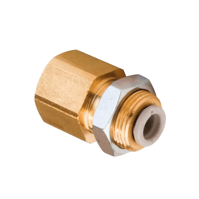 Conector Neumático Rápido Pasamuro Recto Manguera 8 mm x RC 1/4" Hembra, Latón - SMC KQ2E08-02A - 195152