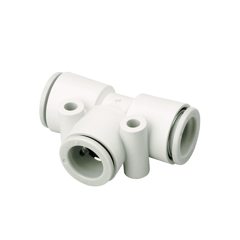 Conector Neumático Rápido T Manguera 4 mm x Manguera 6 mm Plástico - SMC KQ2T04-06A - 195496