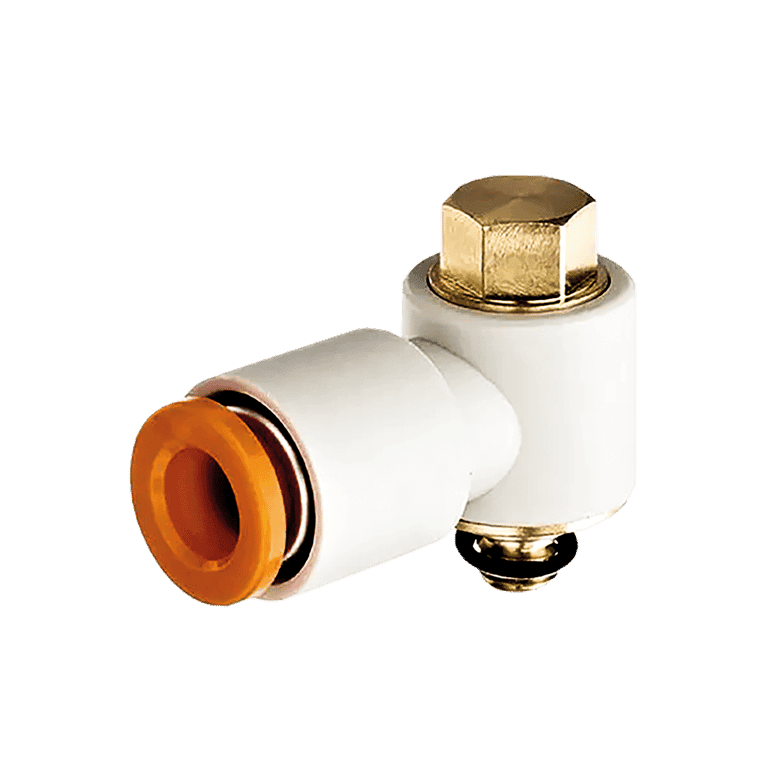 Conector Neumático Rápido Codo Manguera 1/4" x UNF 10-32 Macho, Plástico - SMC KQ2V07-32A - 206429