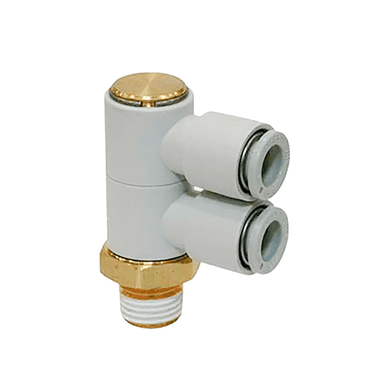 Conector Neumático Rápido Codo Doble Manguera 6 mm x RC 1/8" Macho, Plástico- SMC KQ2VD06-01AS  -195620