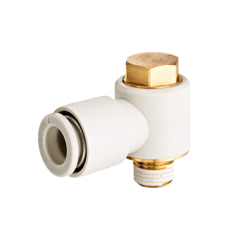Conector Neumático Rápido Codo Manguera 6 mm x RC 1/4" Macho, Plástico - SMC KQ2V06-02AS - 195617