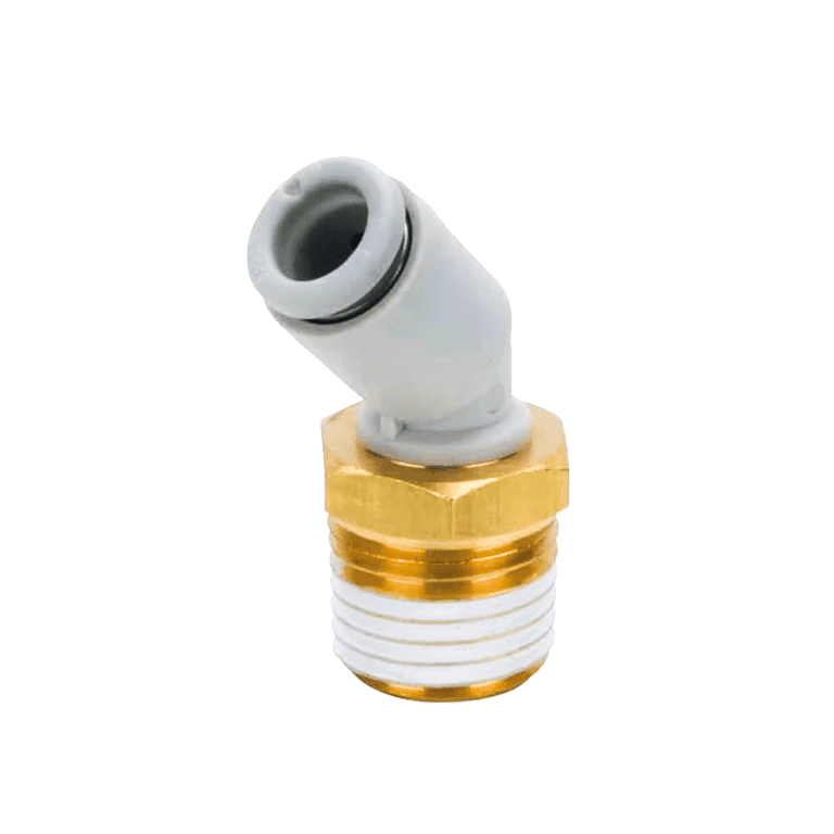 Conector Neumático Rápido Codo 45° Manguera 8 mm x RC 1/4" Macho, Plástico - SMC KQ2K08-02AS - 195764