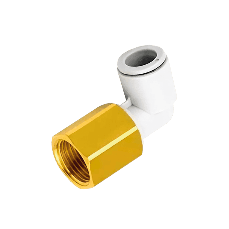 Conector Neumático Rápido Codo Manguera 8 mm x RC 1/4" Hembra, Plástico - SMC KQ2LF08-02 - 044656