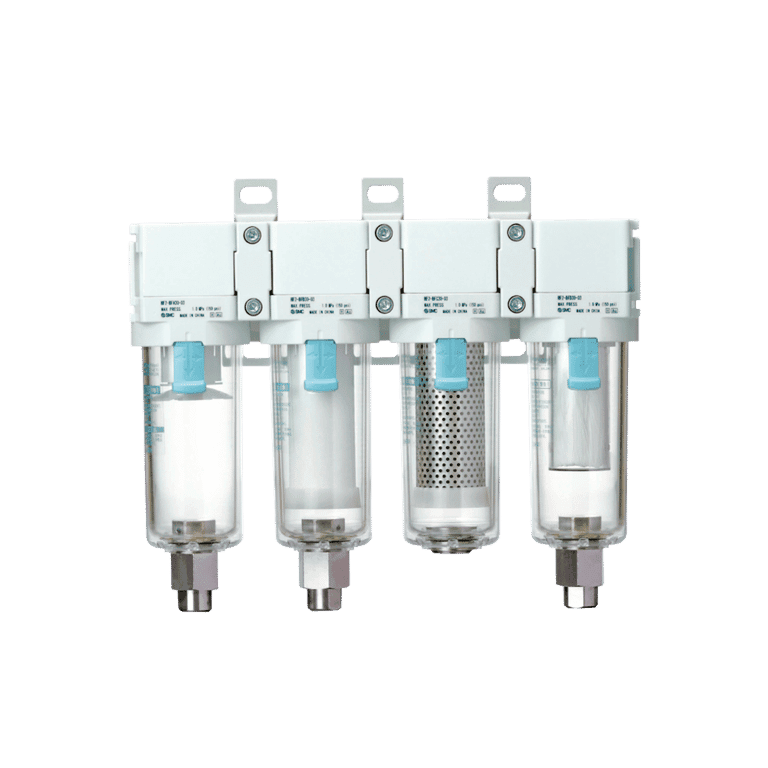 Filtros eliminación de bacterias 1/4" NPT, 5 μm + 0.3 μm + 0.01 μm, para Aire Comprimido, Nitrógeno, Dióxido de Carbono, Vaso Nylon Presión Máx. 1 MPa - SMC HF2-BAC30D-02 - 427555