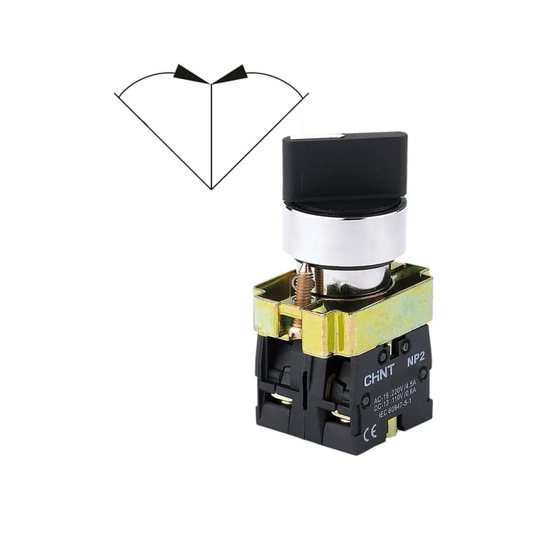 Selector 3 Posiciones con Retorno al Centro Metálico 2 NO Color Negro montaje ø22 mm - CHINT NP2-BD53 - 573985 