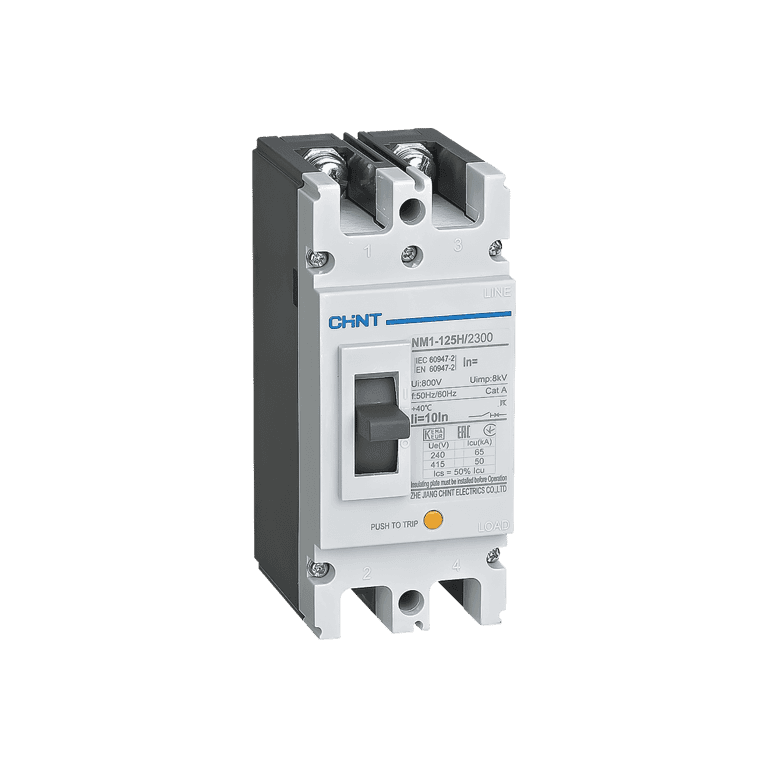 Interruptor Termomagnético Caja Moldeada 2 Polos 100 Amperes Marco 125 - Chint NM1-125H/2300 100A - 126821