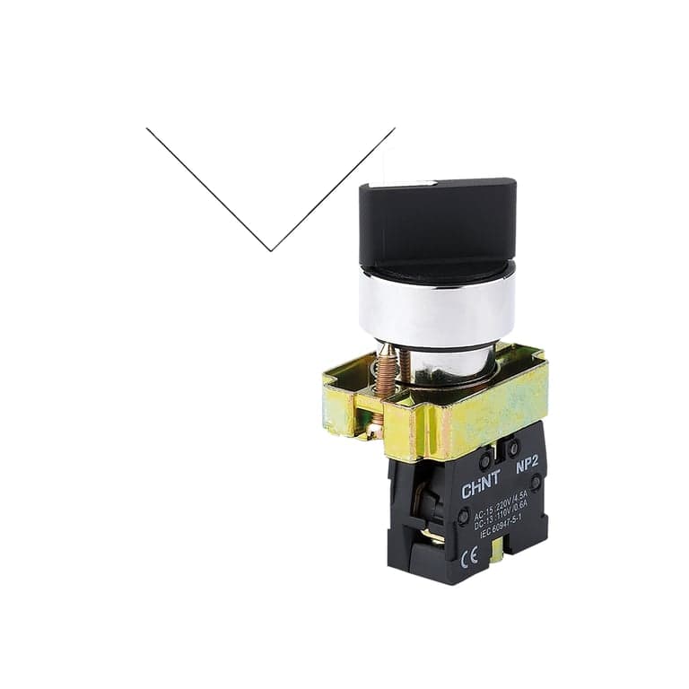 Selector 2 Posiciones Fijas Metálico Maneta Corta 1 NC Negro montaje ø 22 mm - Chint NP2-BD22 - 573978  