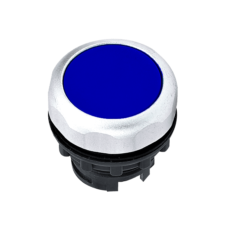 Cabeza de Botón Pulsador Momentáneo Plástico Azul Rasante, montaje ø 22 mm, NP8 - Chint NP8-BN Blue - 578974