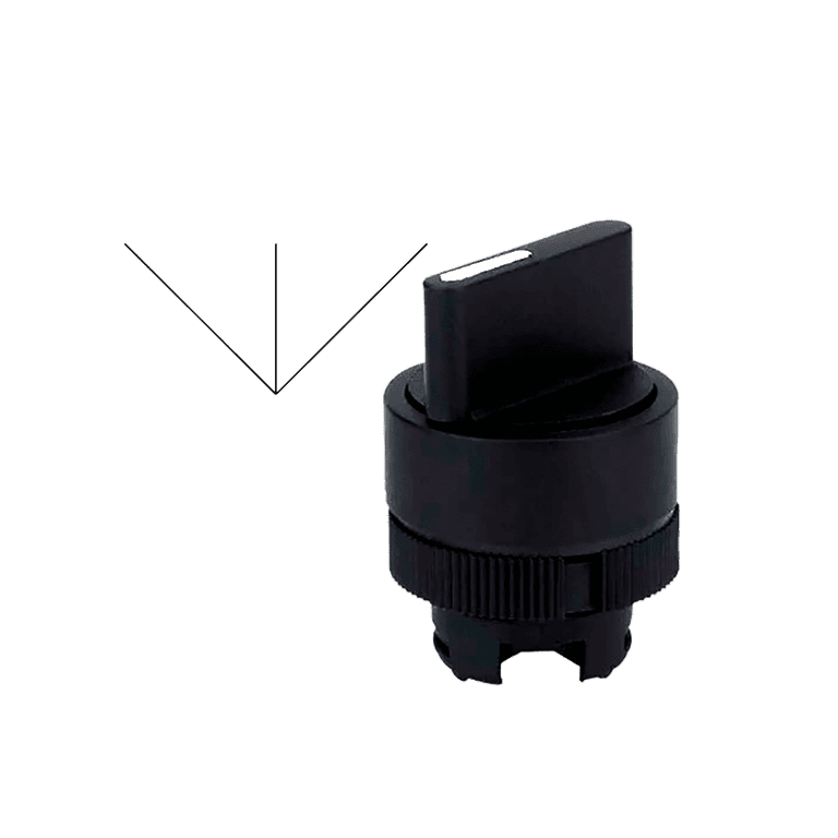 Cabeza de Selector 3 Posiciones Fijas Plástico Maneta Corta Negro, montaje ø 22 mm, NP2 - Chint - NP2-ED3 - 574194