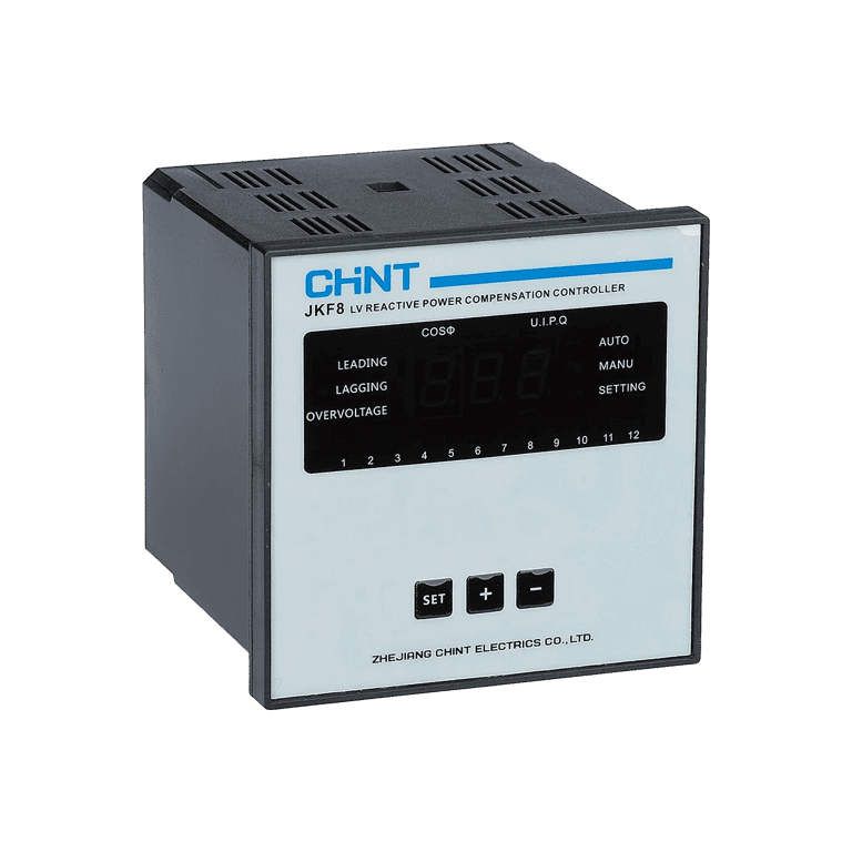 Controlador de Potencia Reactiva y Factor de Potencia 6 pasos, 230 ~ 270 VCA para Capacitores - Chint JKF8-6(220V 60Hz) - 507006