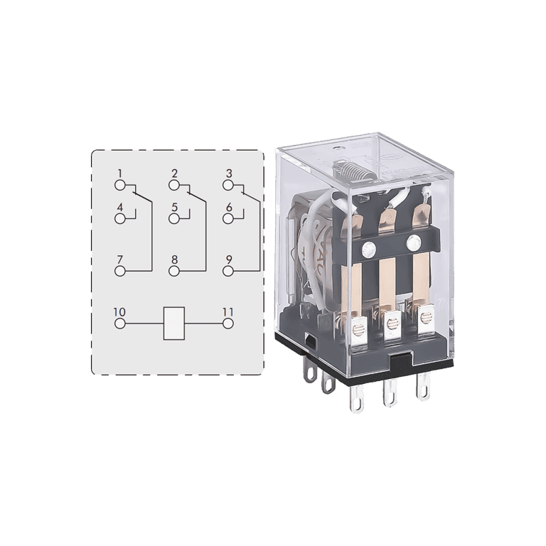 Relevador de Control 24 VDC 3 NO NC, 11 pines - Chint NJDC-17/3ZS DC24V - 651157
