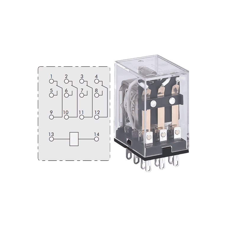 Relevador de Control 24 VCD 4 NO NC, 14 pines - Chint NJDC-17/4ZS DC24V - 651161