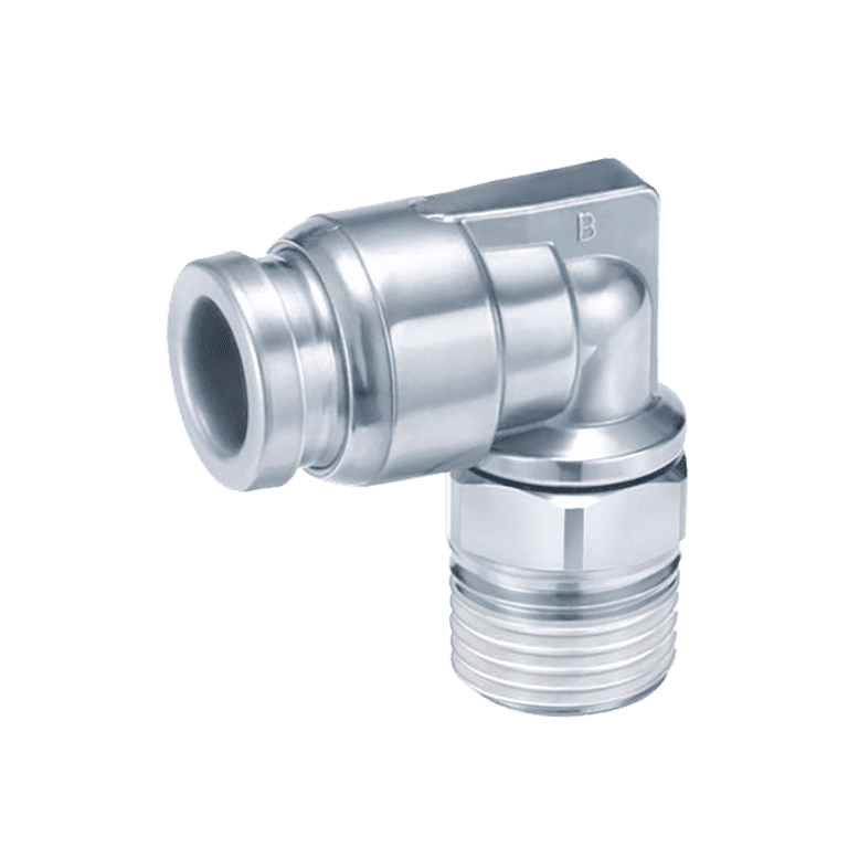 Conector Neumático Rápido Codo Manguera 4 mm x M5 Macho, Acero Inoxidable - SMC KQG2L04-M5 - 174279
