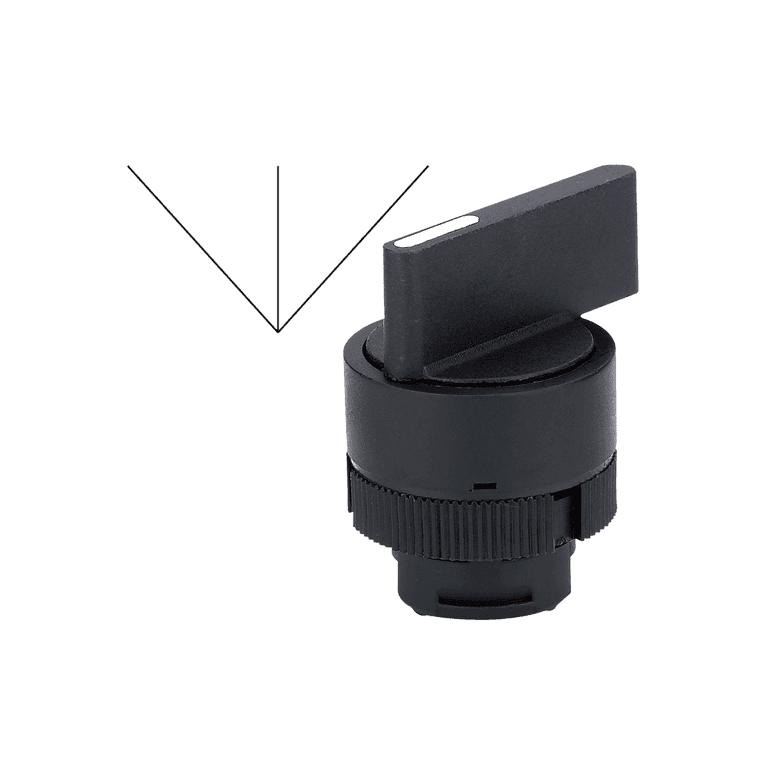 Cabeza de Selector 3 Posiciones Fijas Plástico Maneta Larga Negro montaje ø 22 mm - Chint NP2-EJ3 - 575922