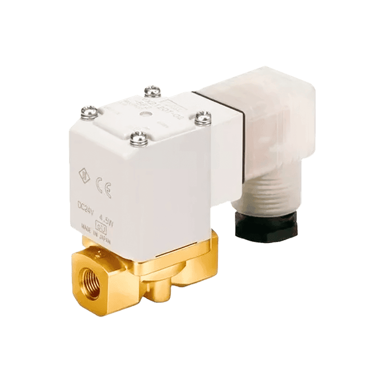Válvula de Proceso para Aceite, 2 Vías, NC, Simple Efecto, Latón, Sellos NBR, 24 VCD, Conector DIN con LED y Supresor de Picos - SMC VXZ250HZ2CB - 211142