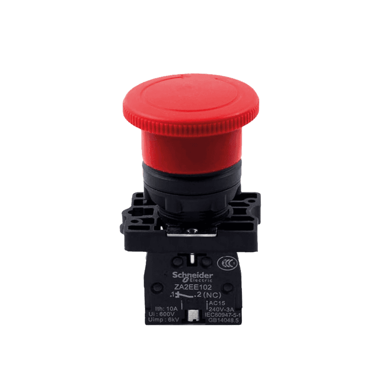 Botón Hongo Paro de Emergencia Girar para Liberar Plástico Rojo 1 NC cabeza ø 40 mm, montaje ø 22 mm - NP2-AS542