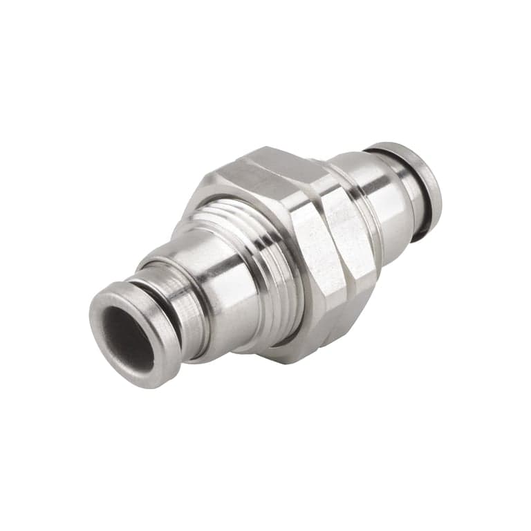 Conector Neumático Rápido Pasamuro Manguera 6 mm x Manguera 6 mm Acero Inoxidable - SMC -  KQG2E06-00 - 164864