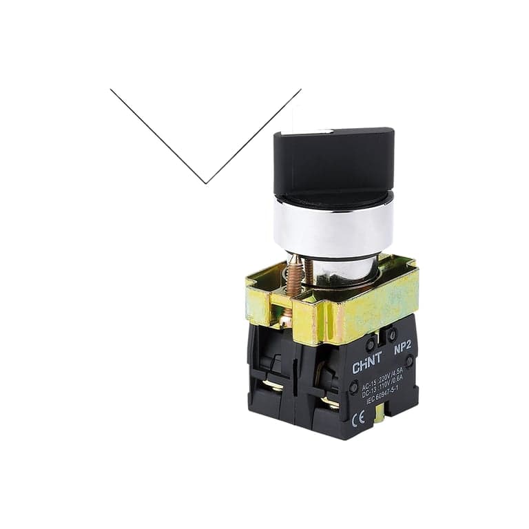 Selector 2 Posiciones Fijas Metálico Maneta Corta 1 NC + 1 NO Negro montaje ø 22 mm - Chint NP2-BD25 - 573981 