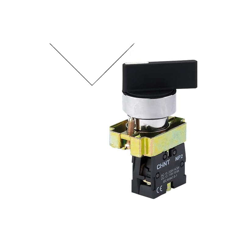 Selector 2 Posiciones Fijas Plástico Maneta Larga Negro montaje ø 22 mm - Chint NP2-EJ2 - 575920