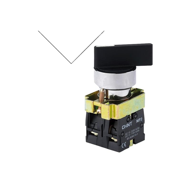 Selector 2 Posiciones Fijas Metálico Maneta Larga 1 NO + 1 NC Negro montaje ø 22 mm - Chint NP2-BJ25 - 573995