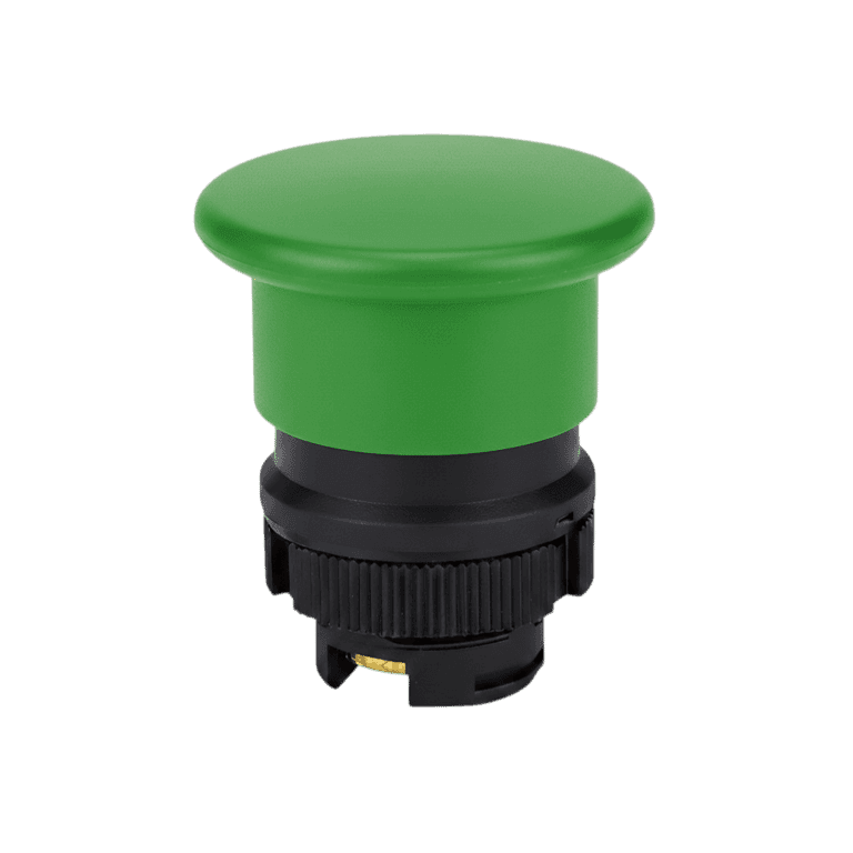 Cabeza de Botón Hongo Plástico Verde cabeza ø 40 mm, montaje ø 22 mm, NP2 - Chint - NP2-EC3 - 575895