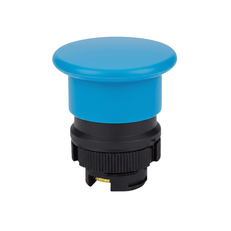 Cabeza de Botón Hongo Plástico Azul cabeza ø 40 mm, montaje ø 22 mm, NP2 - Chint - NP2-EC6 - 575900