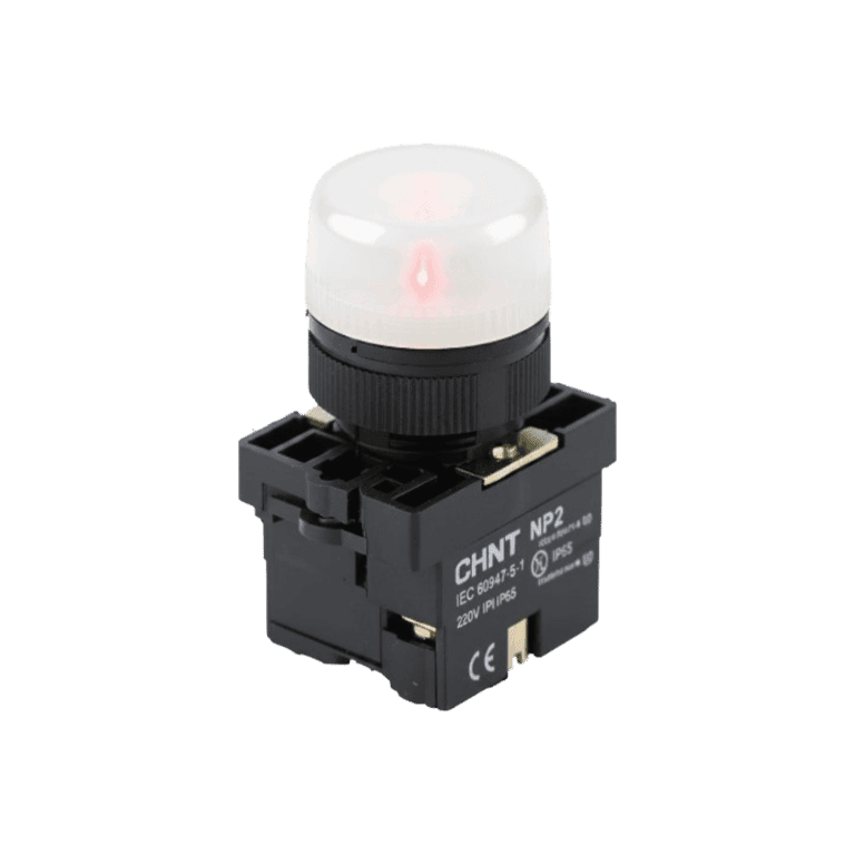 KIT Piloto Luminoso Monolítico Fijo Blanco con LED 110 VCD / 110 VCA, montaje ø 22 mm - Chint NP2-EV61 110V