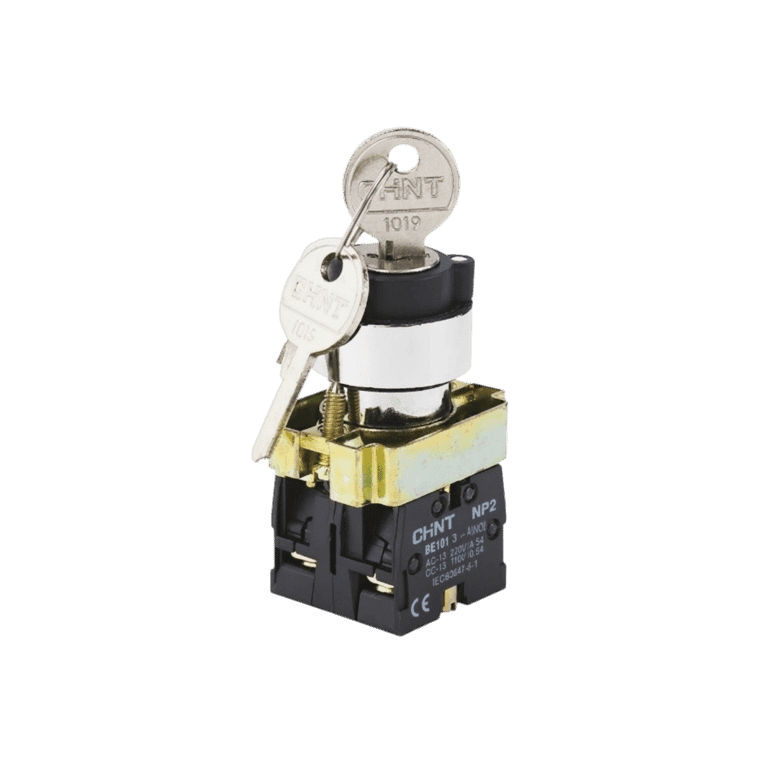 KIT Selector 2 Posiciones Metálico, 2 NC Extracción de llave 1 sola posición, montaje ø 22 mm - Chint NP2-BG24 -  575993