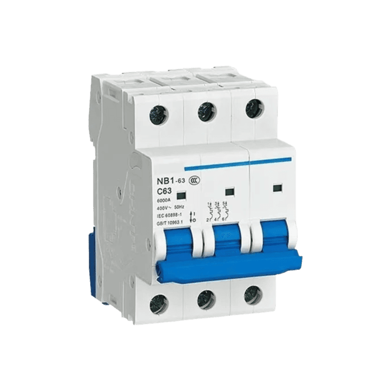 Interruptor Termomagnético Riel Din 3 Polos 50 Amperes 230 ~ 415 VCA Curva C 10 kA 3P 50A - Chint NB1-63H 3P C50 10kA DB - 179876