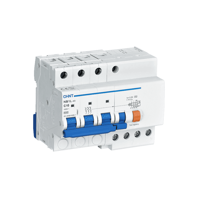 Interruptor Diferencial Riel Din 3 Polos, 63 Amperes, Curva C, 6 kA - Chint NB1L-63 3P C63 30mA AC 6kA - 198407 