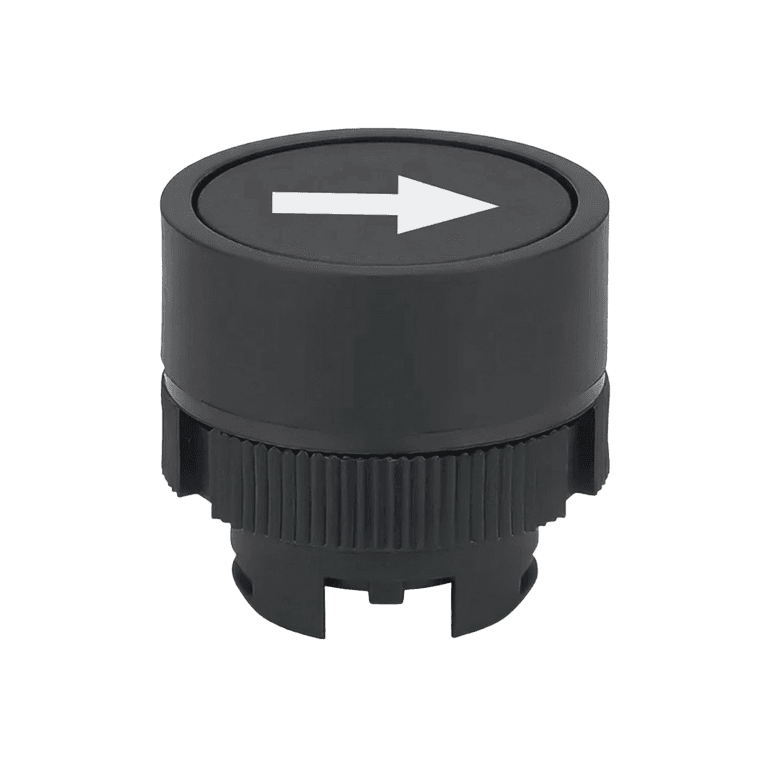 Cabeza de Pulsador Momentáneo Metálico Negro con Flecha Rasante, montaje ø 22 mm, NP2 - Chint - NP2-BA235 - 575970 
